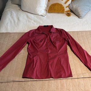 PIAZZA SEMPIONE burgundy, maroon button up women’s blouse sz small